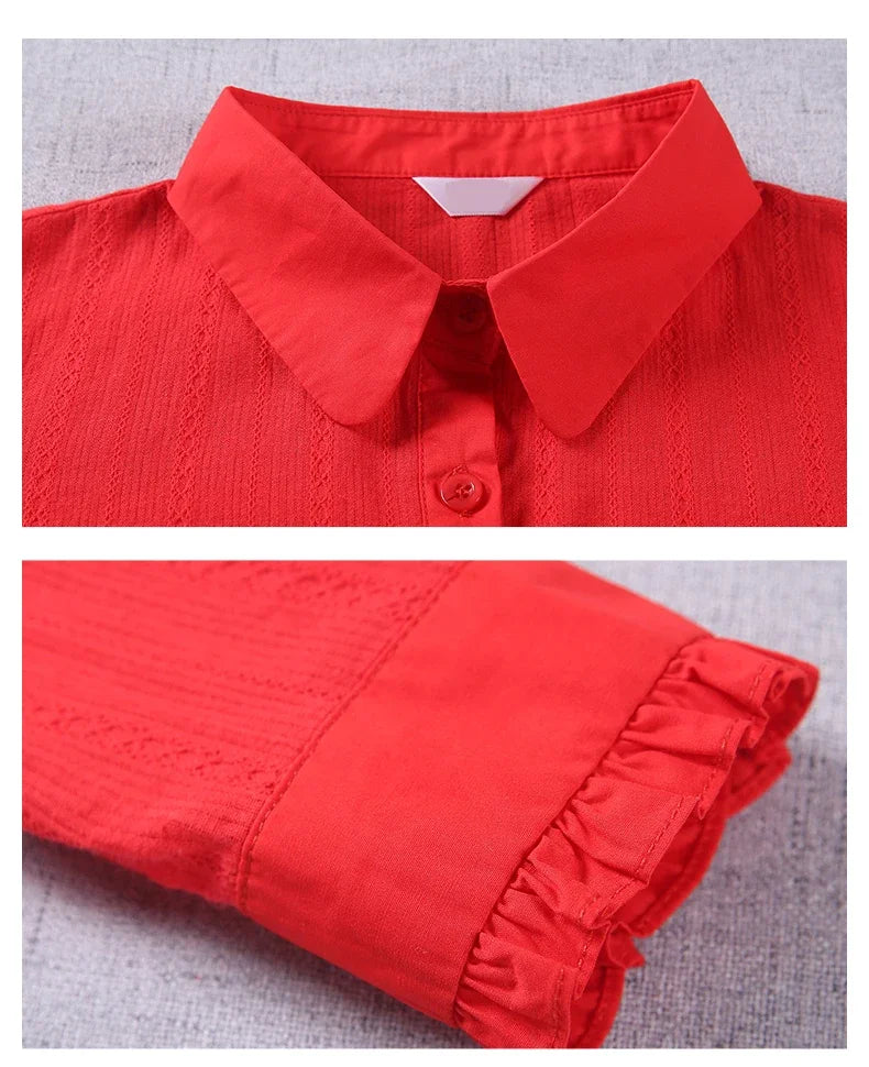 Women's Pure Cotton Long Sleeve Shirt Professional Decoration Body Contour Spring Autumn Fashion Top