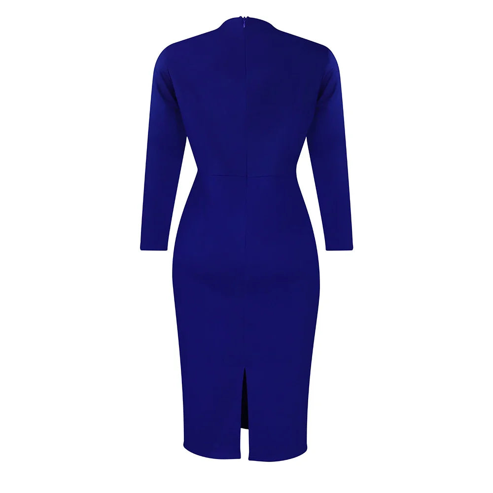 Office Dress For Women Professional O Neck Striped Sheath