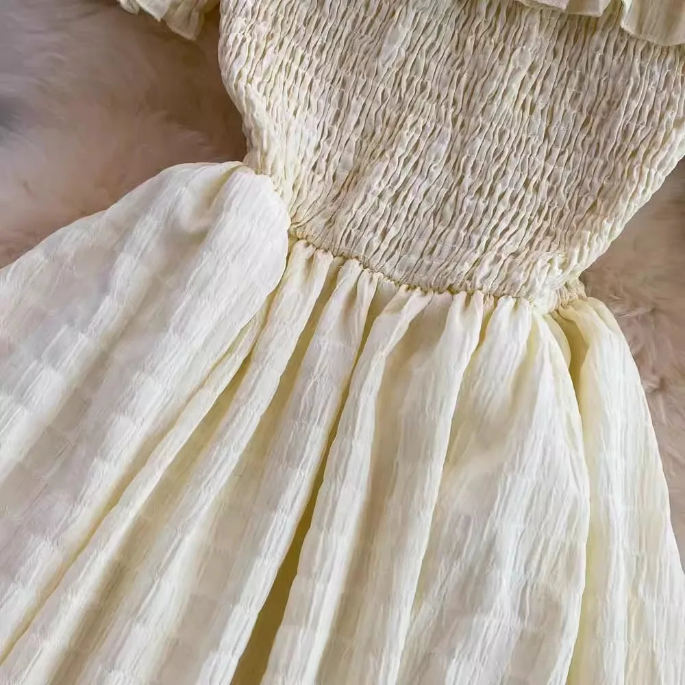 Ruffled Off Shoulder Dress Chiffon Beach Summer Fashion