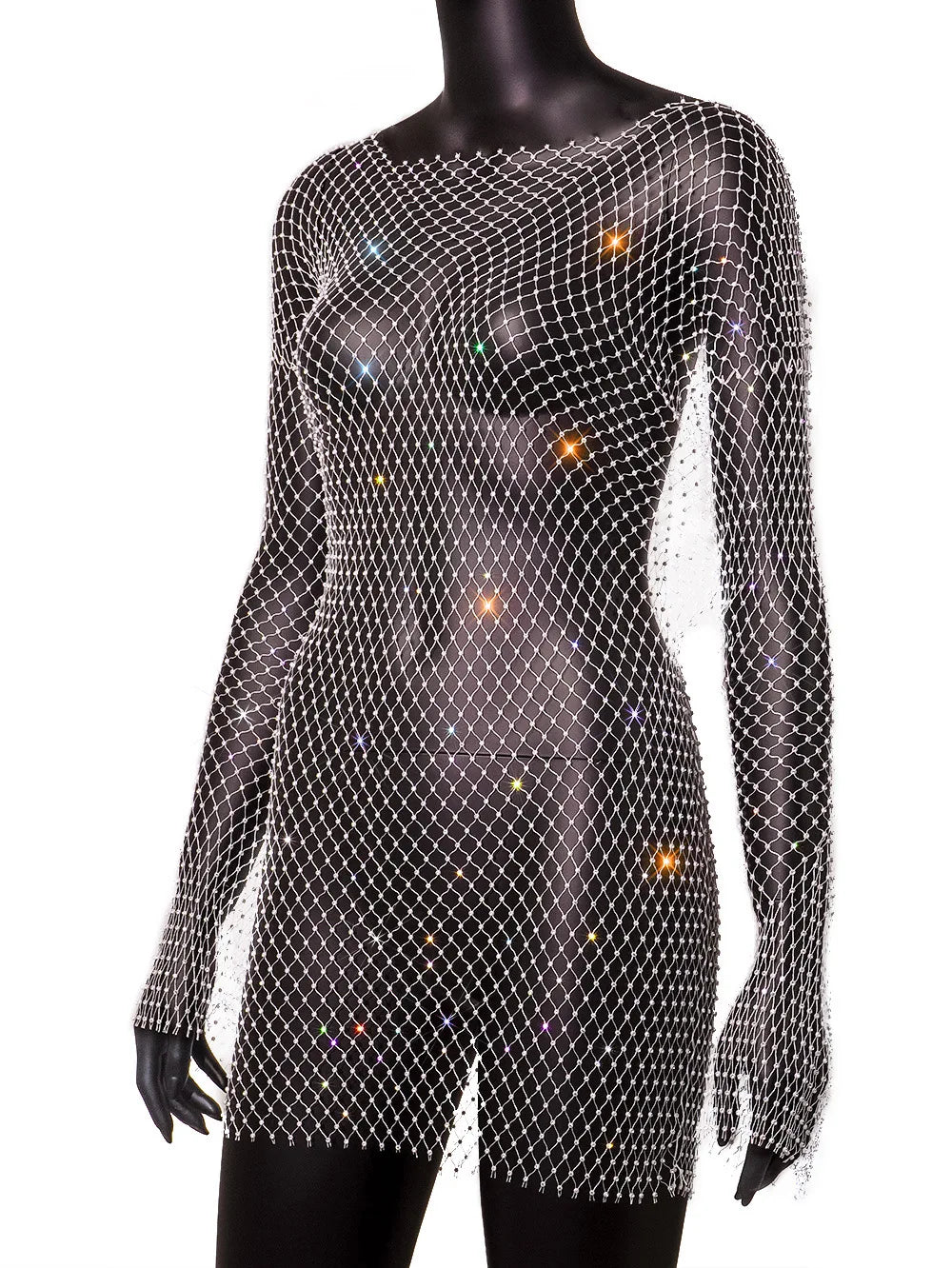 Sexy Crystal Diamond Long Dress For Nightclub Performance