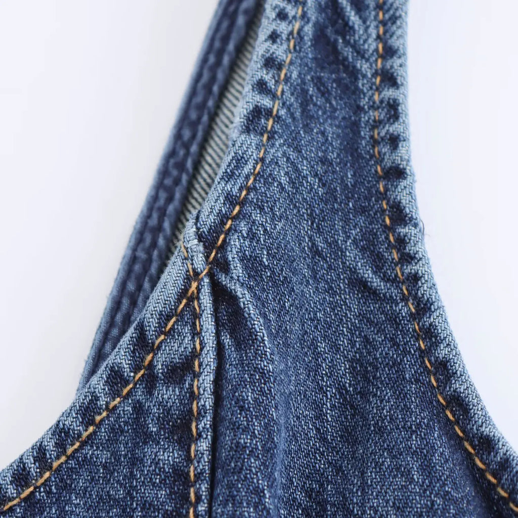 Womens Suspender Dress Round Neck Sleeveless Casual Slim Fit