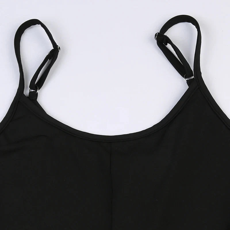 Sexy Backless Skinny Black Slip Romper Womens Sleeveless Jumpsuit Casual Solid Basic Sports Overall