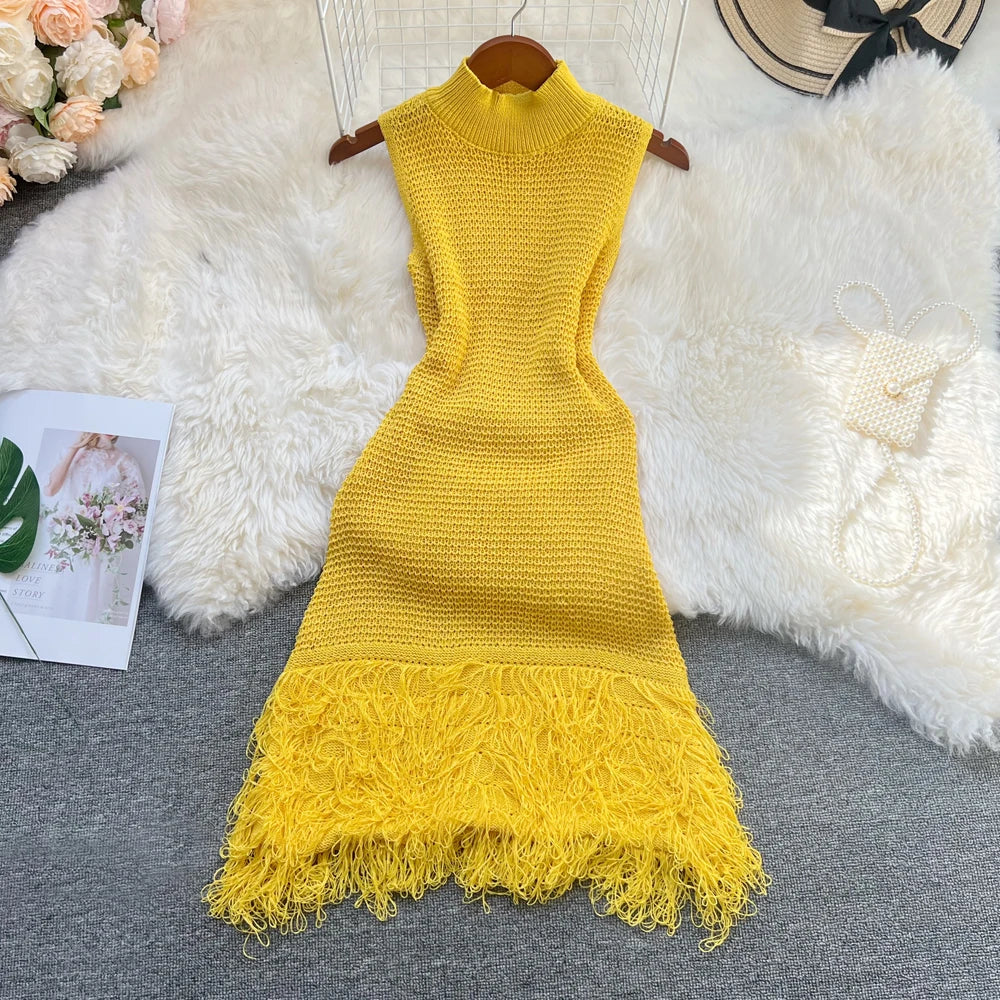 See Through Crochet Knit Dress For Women Beach Party Wear