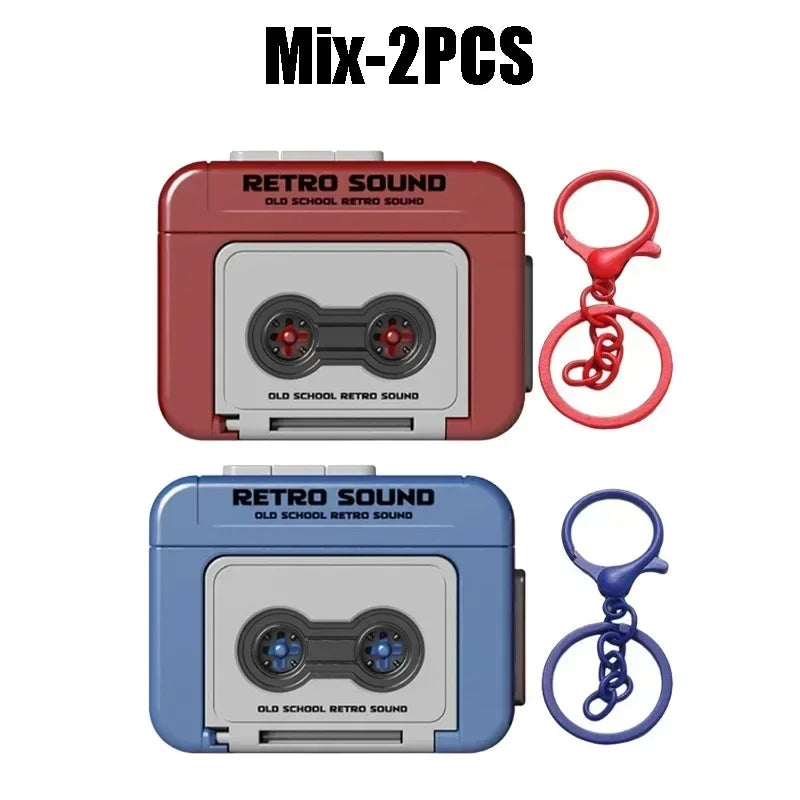 Vintage Mini Tape Recorder Keychain Gift for Couples Fun Retro Design Recordable Cassette Keychain