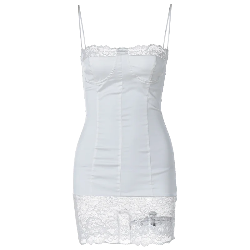 Backless Lace Patchwork Mini Dress For Women Wedding Party