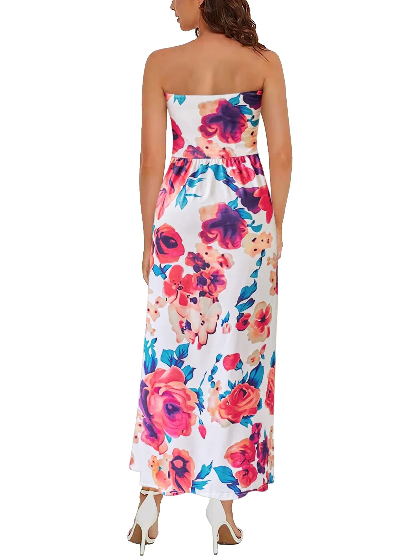 Strapless Maxi Dress With Pockets Pleated Off Shoulder