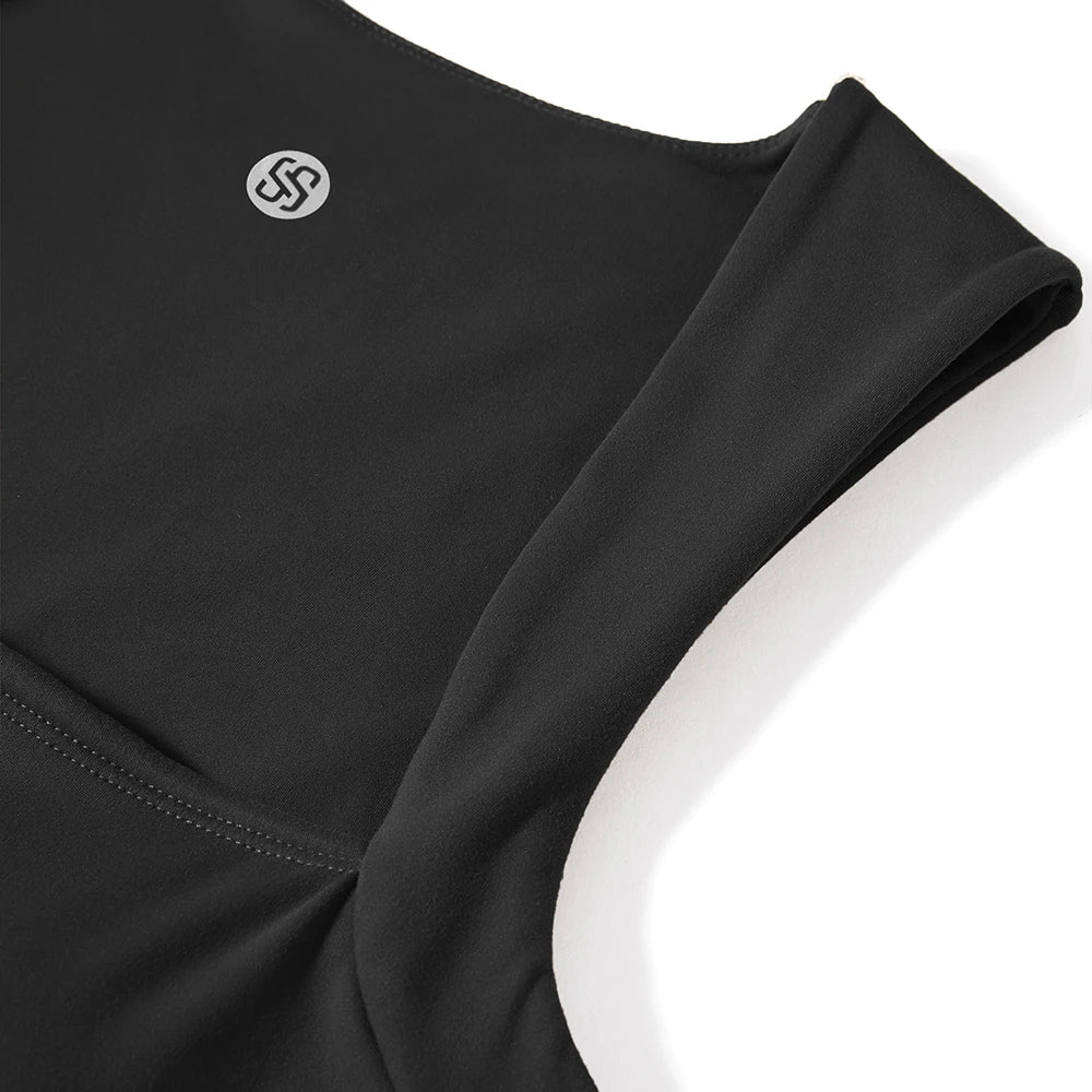 Women's Sleeveless Square Neck Bodysuit with Flared Pants Casual Fitness Jumpsuit Full Season Streetwear Playsuit