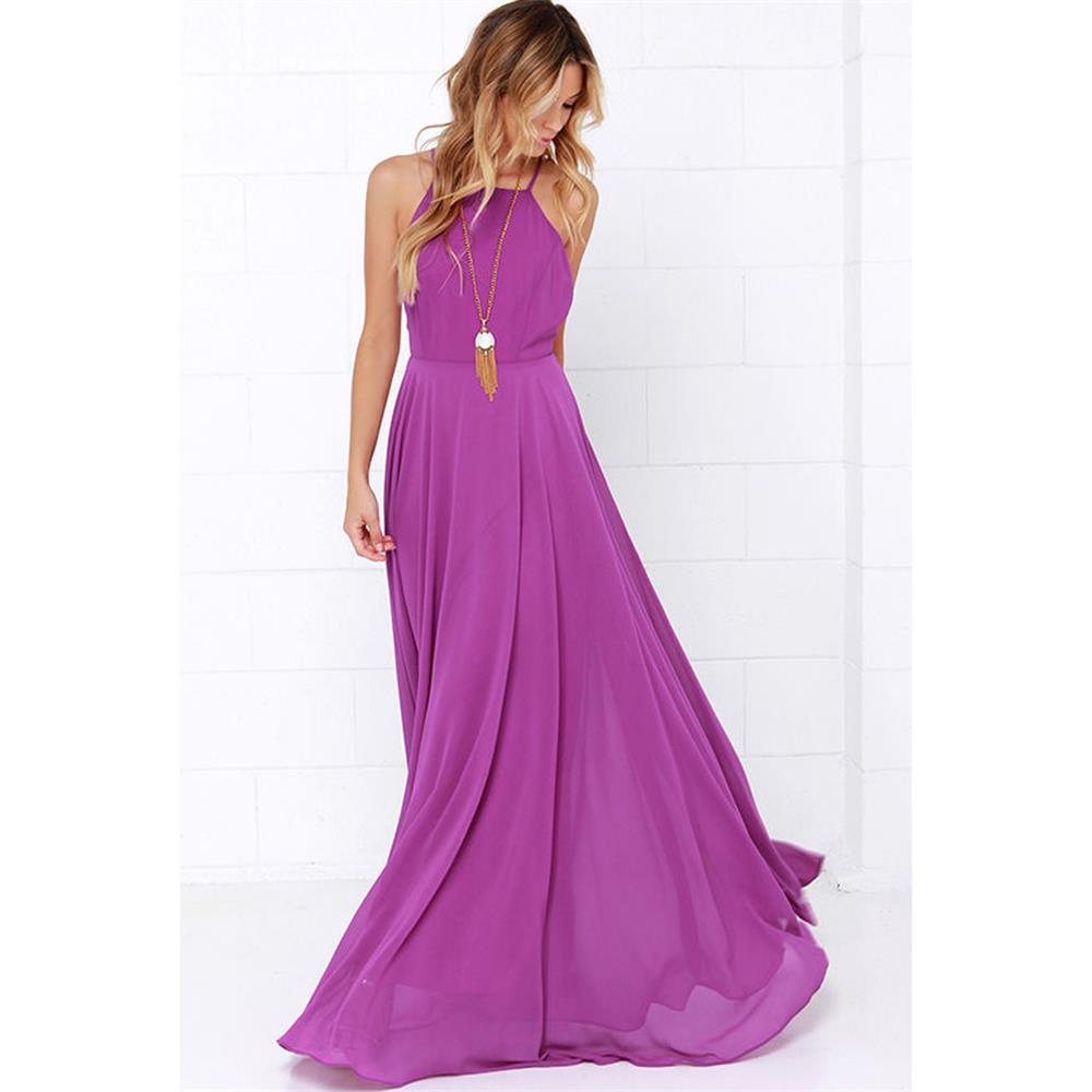 Boho Maxi Dress Sleeveless Summer O Neck Backless Sundress