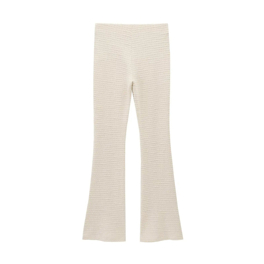 Women's Casual Chic Bow Top and Flared Pants Suit Set for Spring and Summer