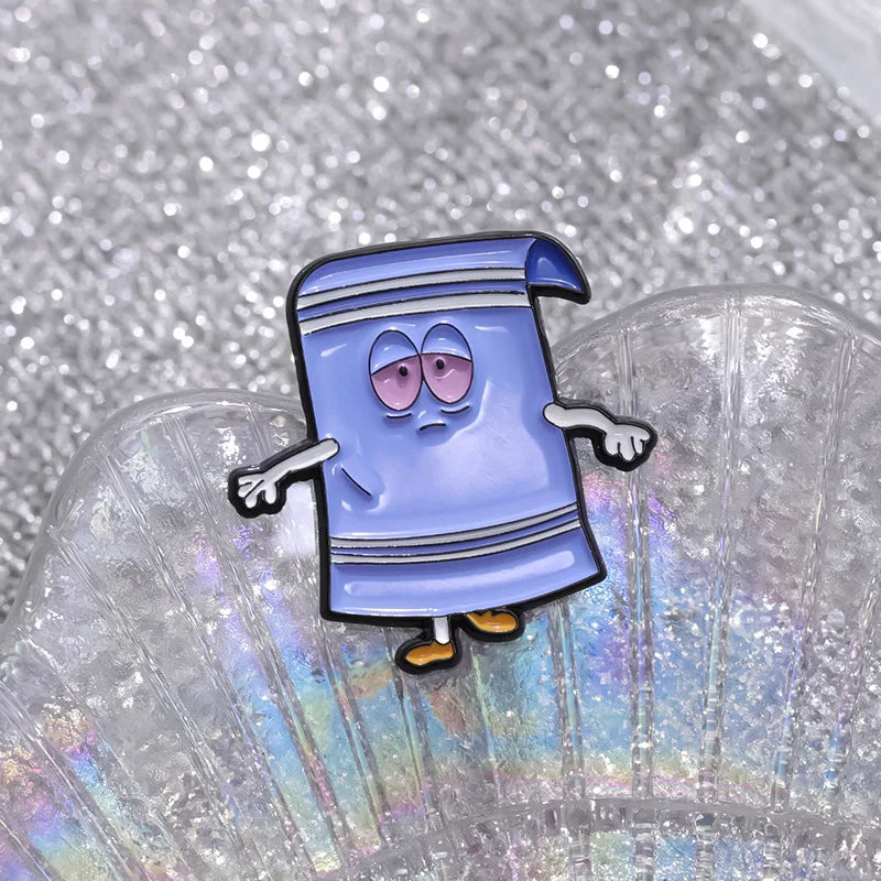 Blue Park Towel Cartoon Brooch Versatile Metal Badge for Clothing and Accessories