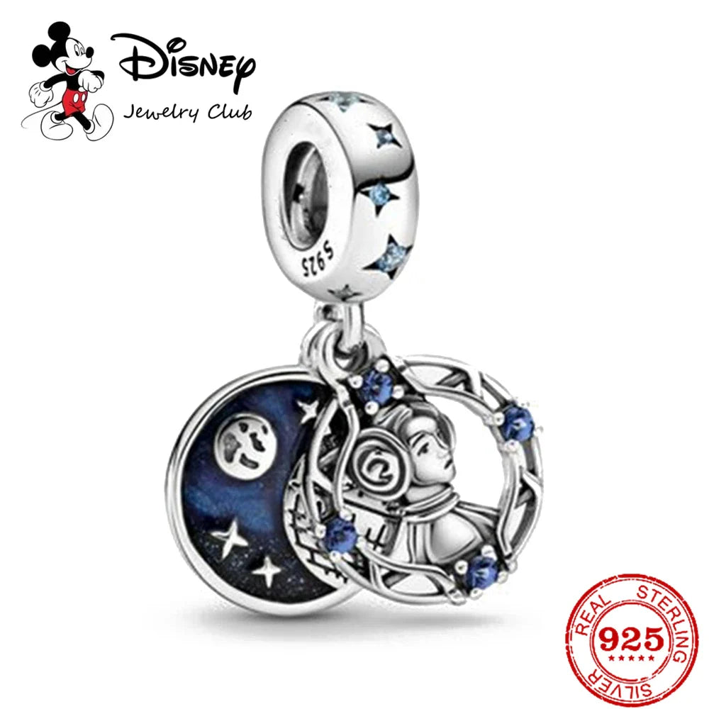 925 Sterling Silver Mickey Minnie Charm Beaded Fit Snake Bracelet DIY Ladies Jewelry