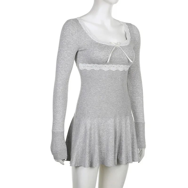 Black Long Sleeve Lace Bodycon Mini Dress For Party