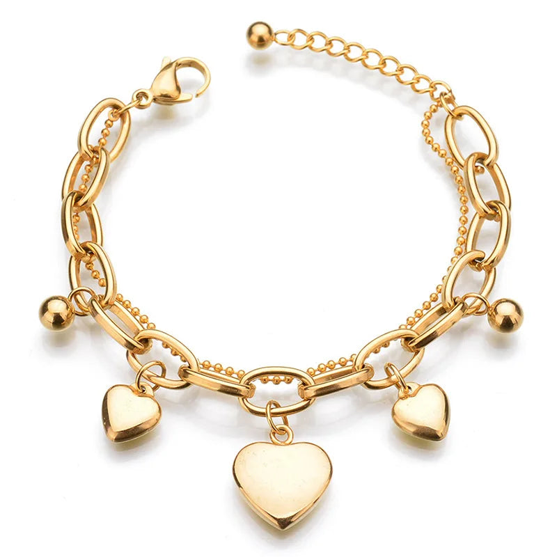 Women's Multi Layered Steel Ball Love Bracelet for Travel, Date, Party and Festival Gifts