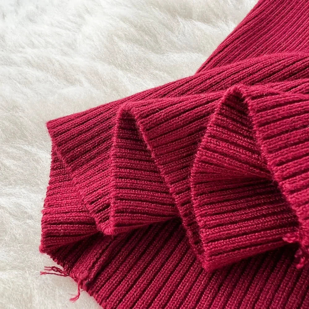 Knit Bodycon Dress For Women Long Sleeve Winter Sweater