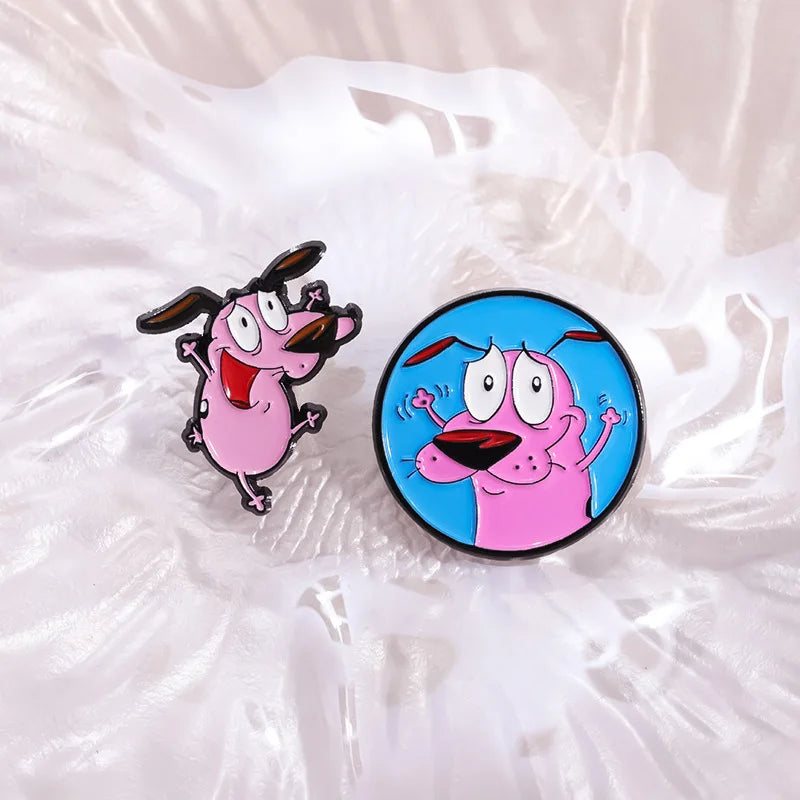 Cute Cartoon Pink Dog Enamel Pins Brooches Fashion Jewelry Accessories Gift for Kids and Friends
