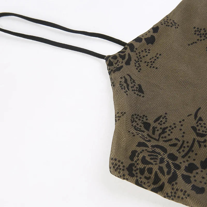 Gothic Floral Sleeveless Patchwork Dress for Party Night