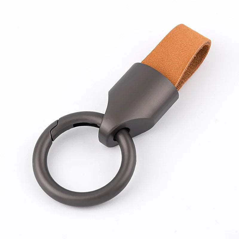 Cowhide Leather Keychain with Carabiner for Men and Women - Stylish Keyring Pendant for Bags and Belts