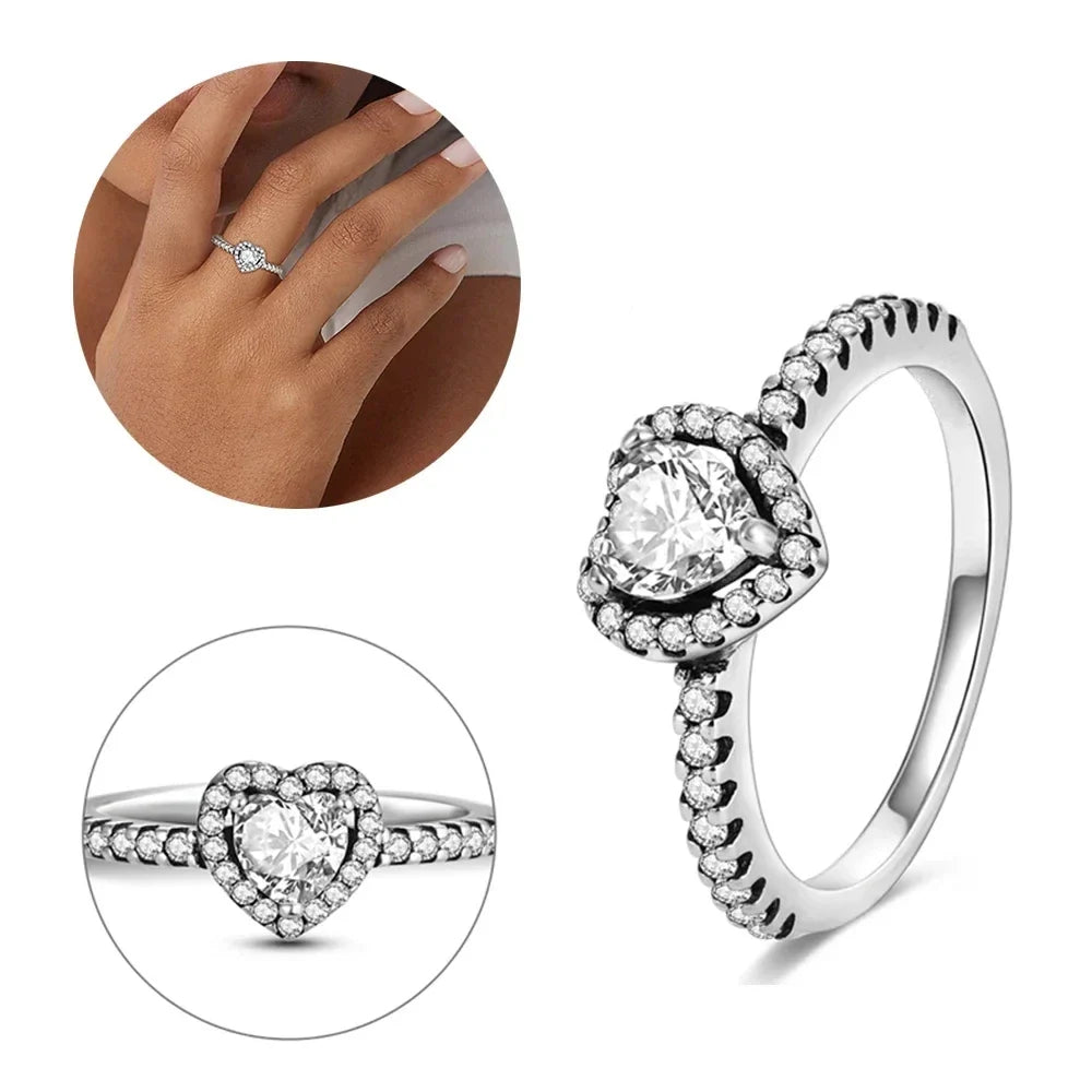 Red White Pink Crystal Rings for Women Luxury Wedding Jewelry Accessories