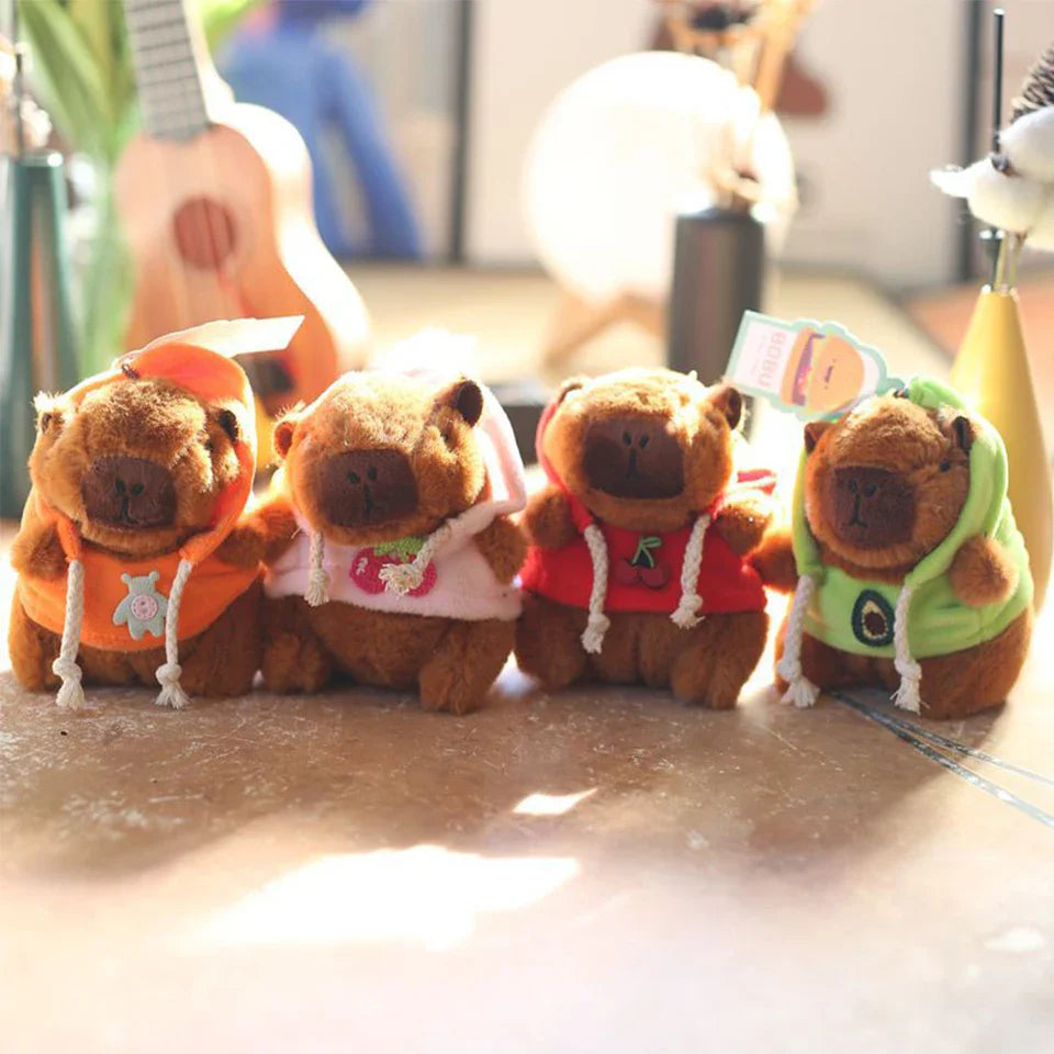 Cute Cartoon Capybara Plush Keychain Pendant Doll Bag Ornament with Clothes