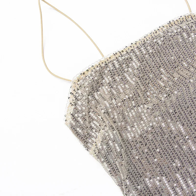 Sequined Glitter Maxi Dress Backless Party Evening Gown