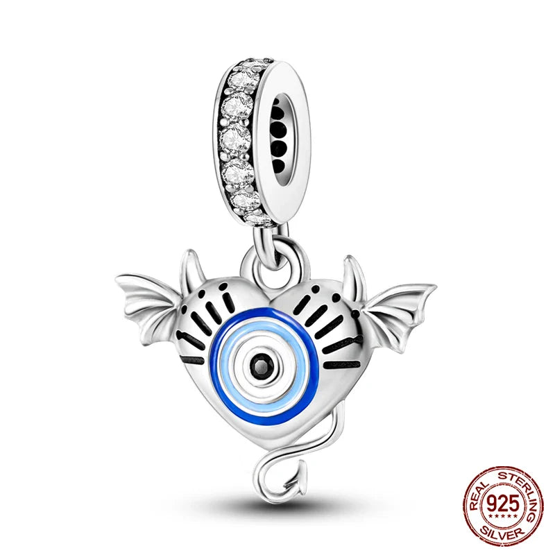 925 Silver Devil's Eye Charms Beads for Women DIY Jewelry Making