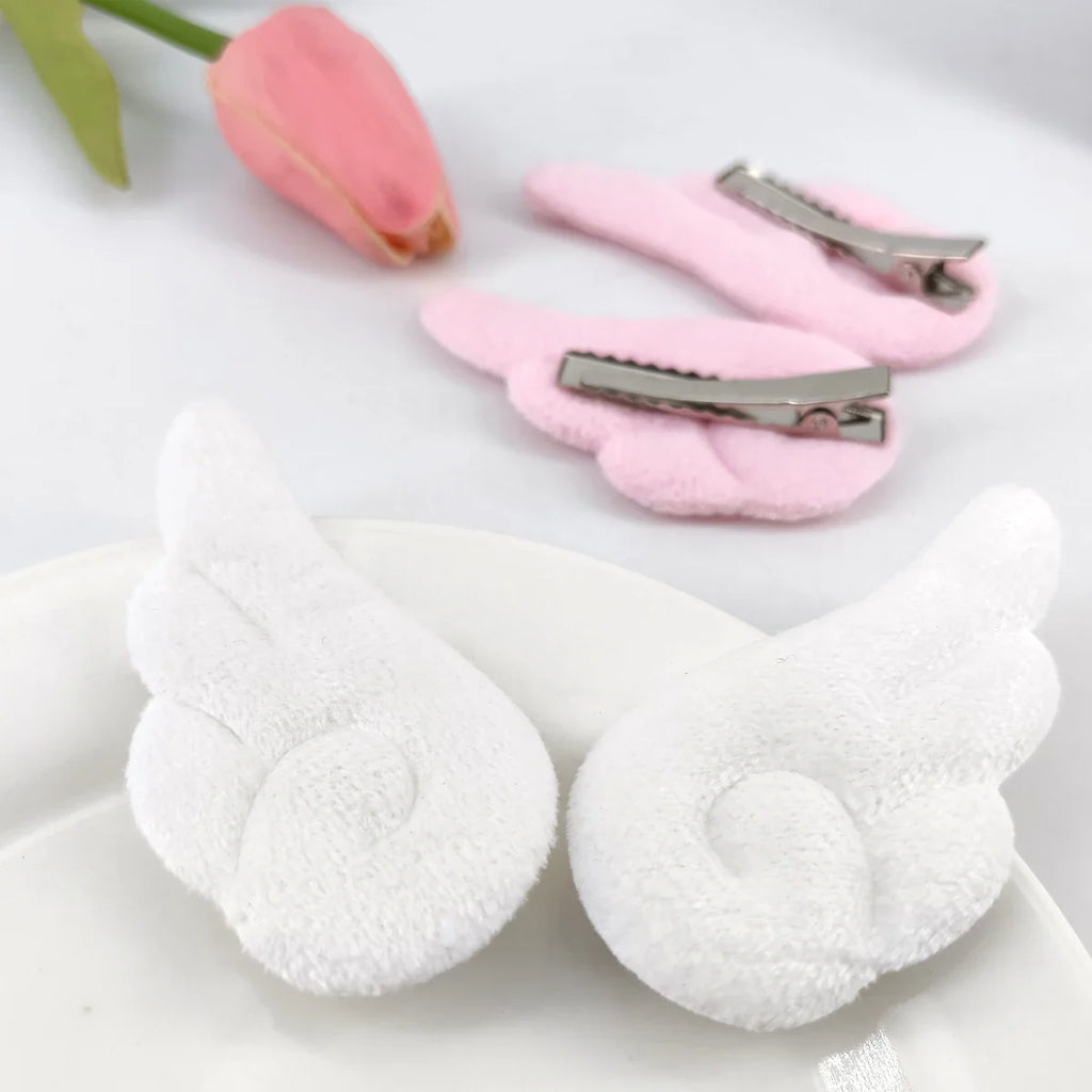 2Pcs Angel Wing Hair Clips Cute Plush Barrettes for Girls Party Wedding Birthday Accessories