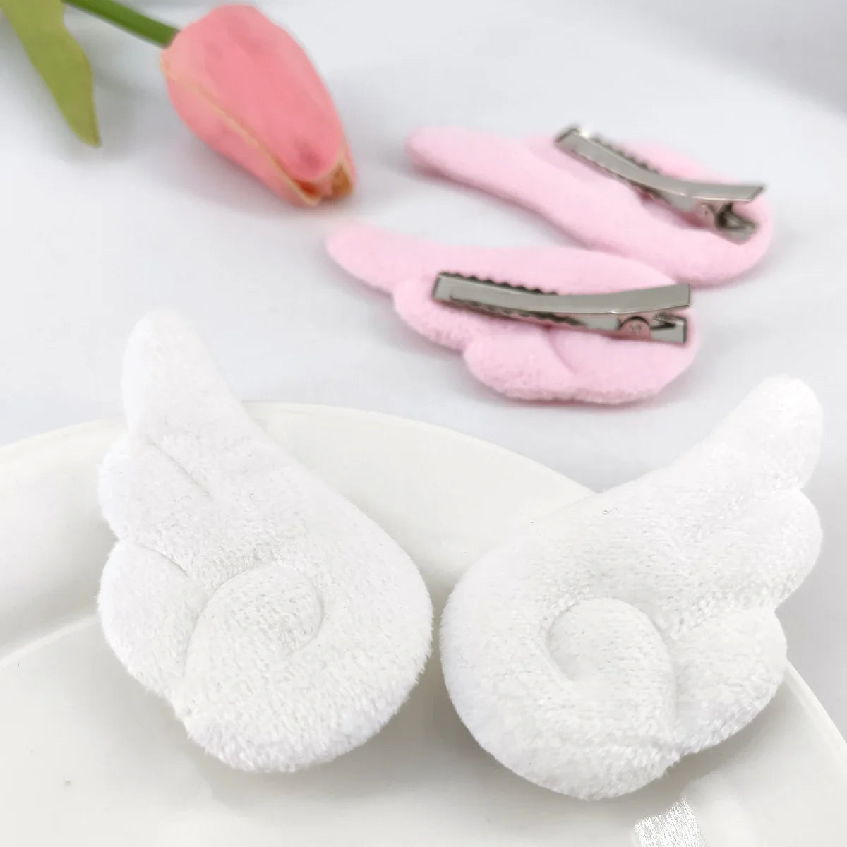 2Pcs Angel Wing Hair Clips Cute Plush Barrettes for Girls Party Wedding Birthday Accessories