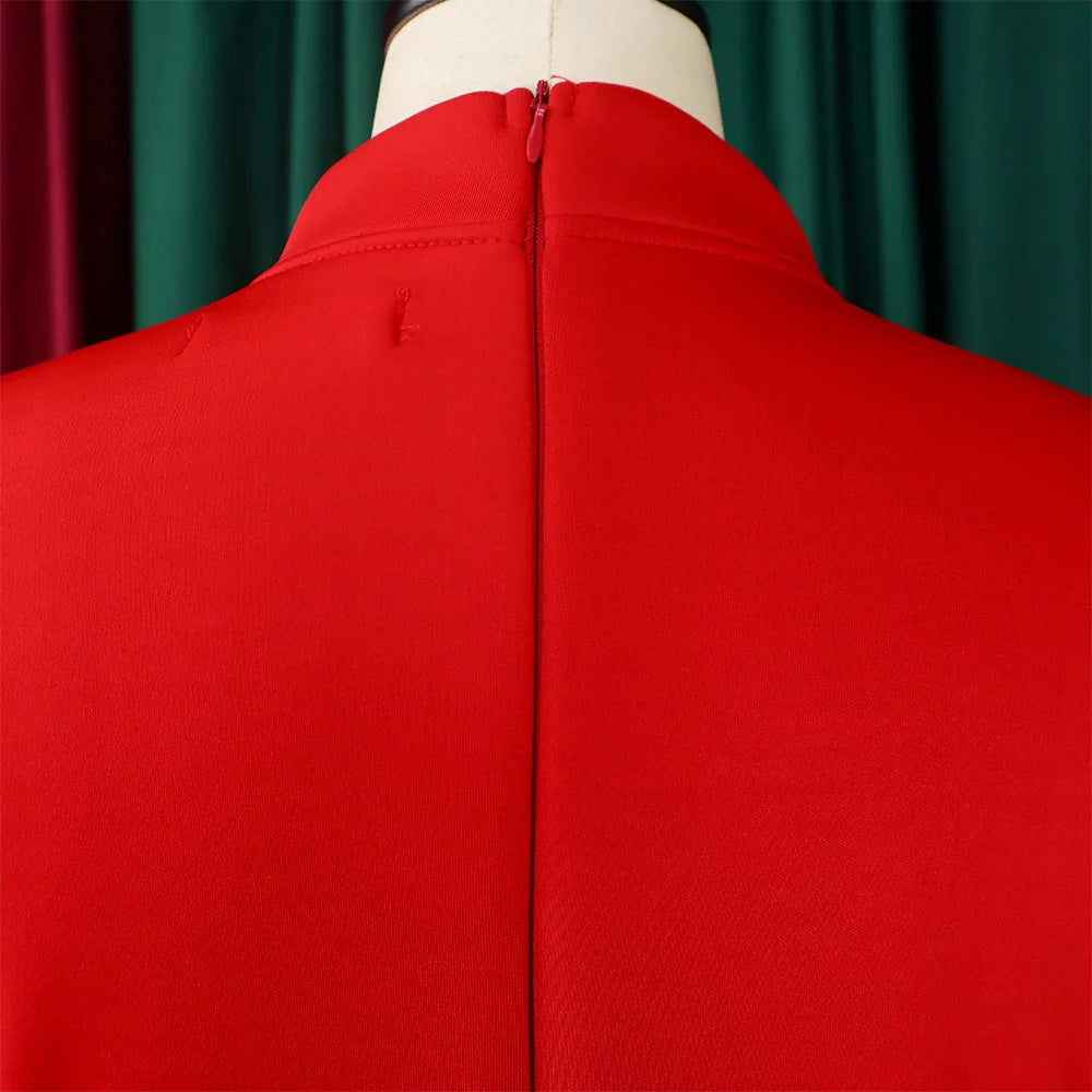 Elegant A Line Midi Dress With Bow Collar For Party