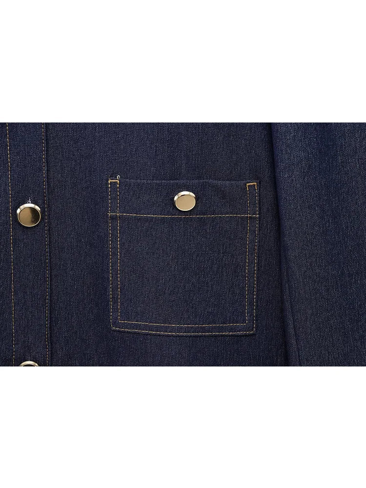 Fashion Women Solid Jacket and Wide Leg Pant Set with Cropped Coat and Zipper Details