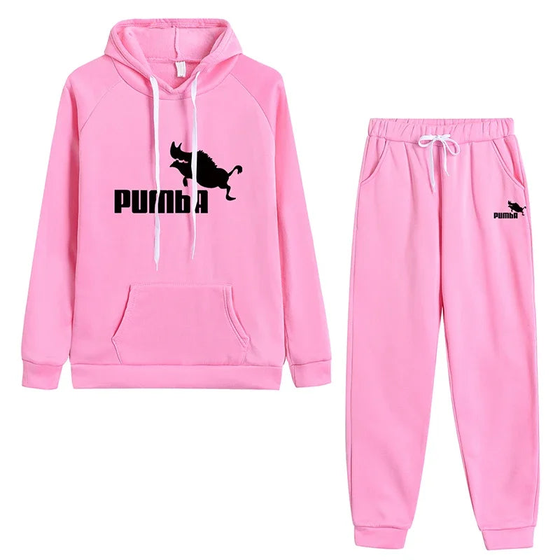 Womens Cute Cat Hoodie Tracksuit High Quality Casual Jogging Outfit Pullover and Pants Set