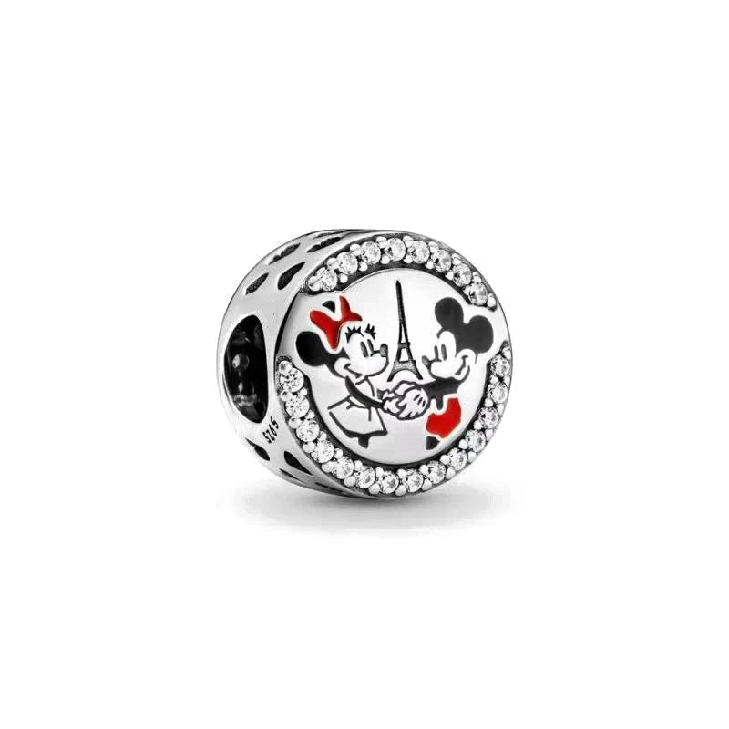 Disney 925 Sterling Silver DIY Charm Compatible With 3mm Bracelets Featuring Mickey Mouse Ferris Wheel And Suitcase Designs