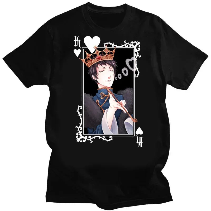 Black Butler Sebastian Graphic T-Shirt for Otaku Cotton Anime Streetwear Tee Kuroshitsuji Design