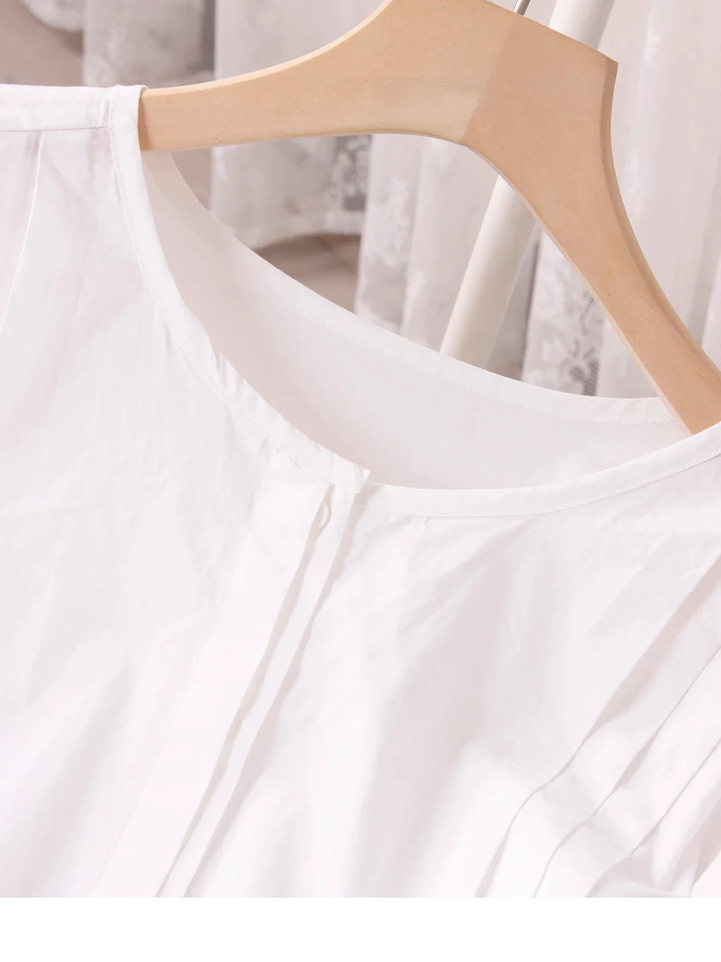 Women's Round Neck Pure Cotton White Shirt Breathable Comfortable Travel and Daily Wear Essential