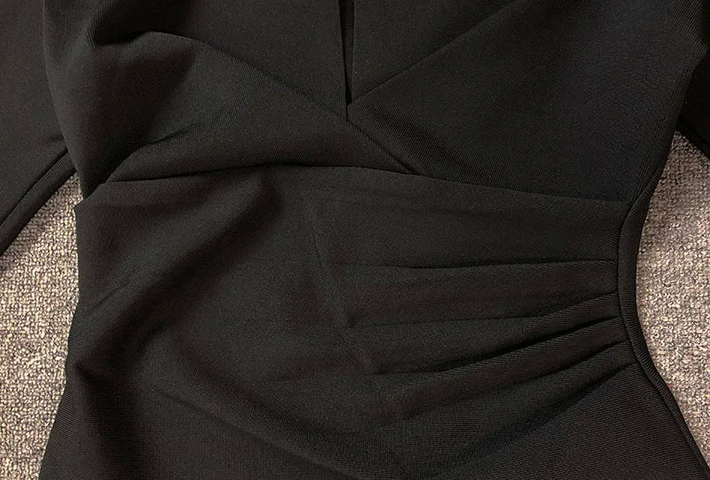 Colorful Deep V Bandage Dress Long Sleeve Bodycon Dress