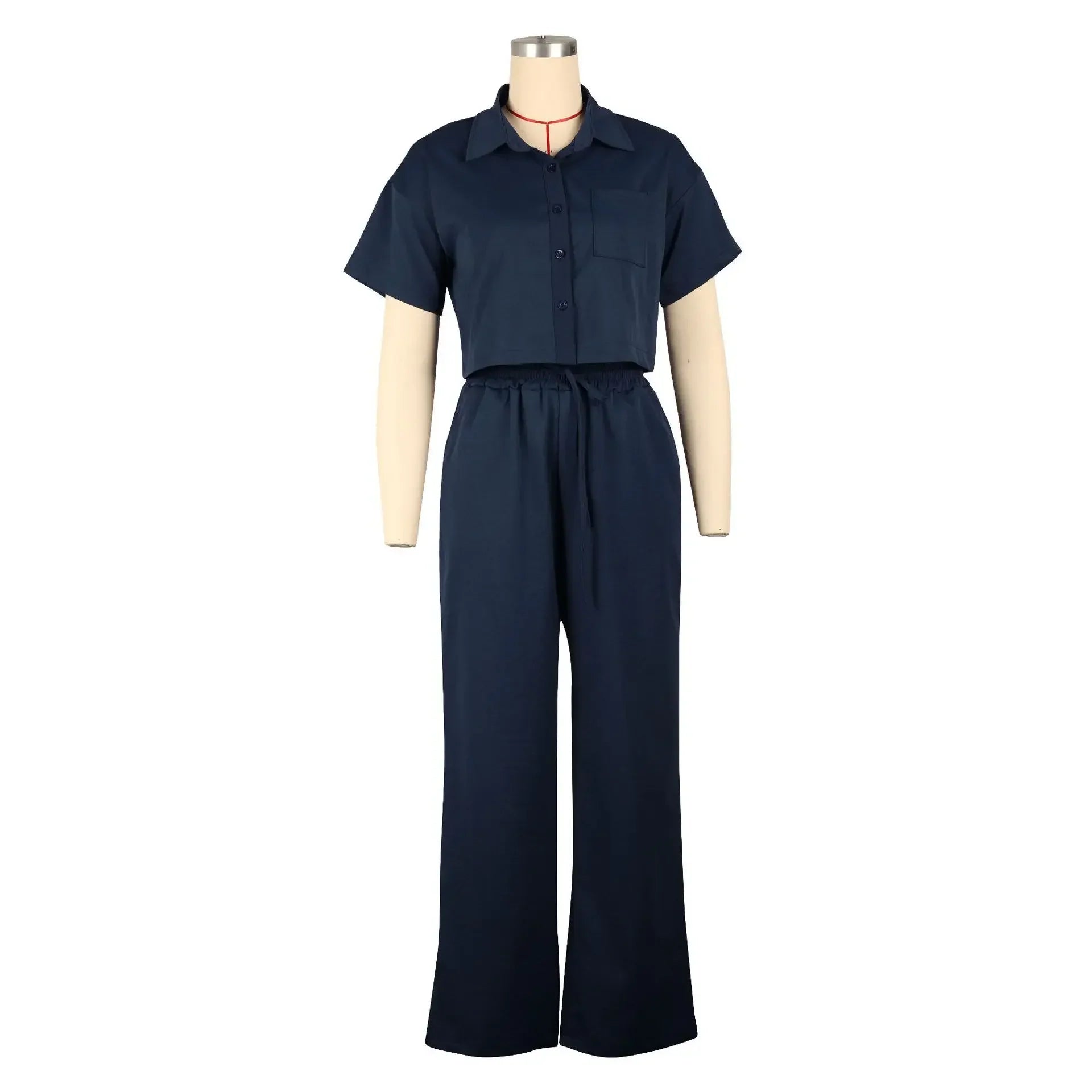 Linen Shirt and Wide Leg Pants Two Piece Set for Women, Casual Street Fashion Outfit