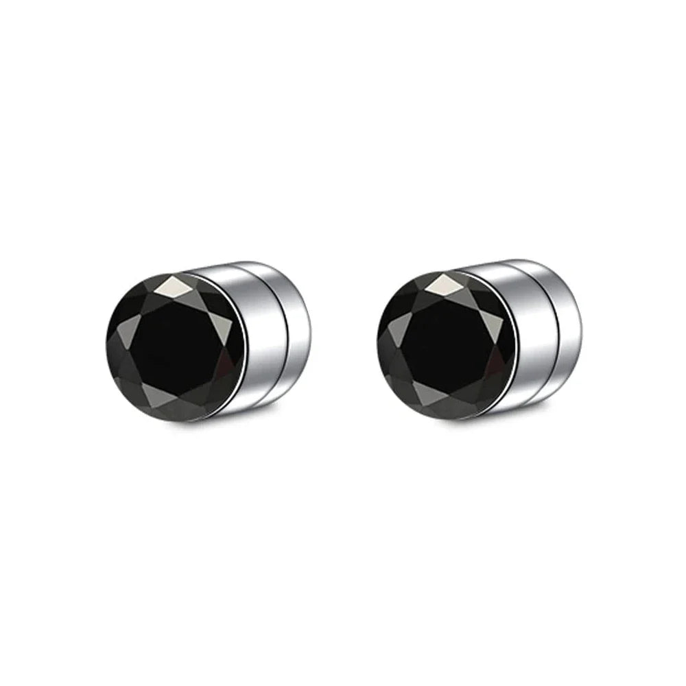 Crystal Magnetic Ear Stud Clip Earrings for Men and Women Non Piercing Punk Round Zircon Jewelry