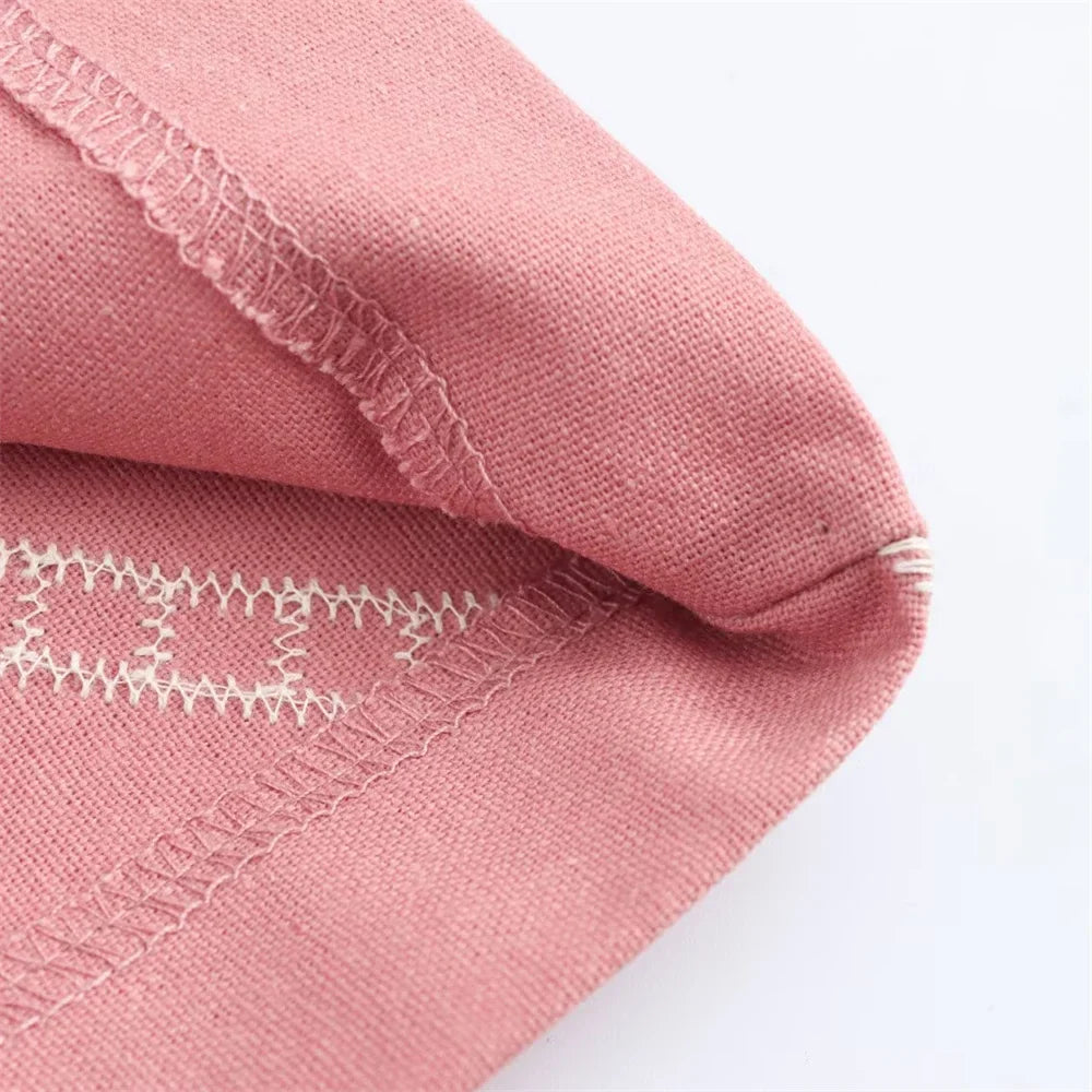 V-Neck Embroidered Kimono Style Mid-Length Windbreaker and High Waisted Straight Leg Pants Set for Women