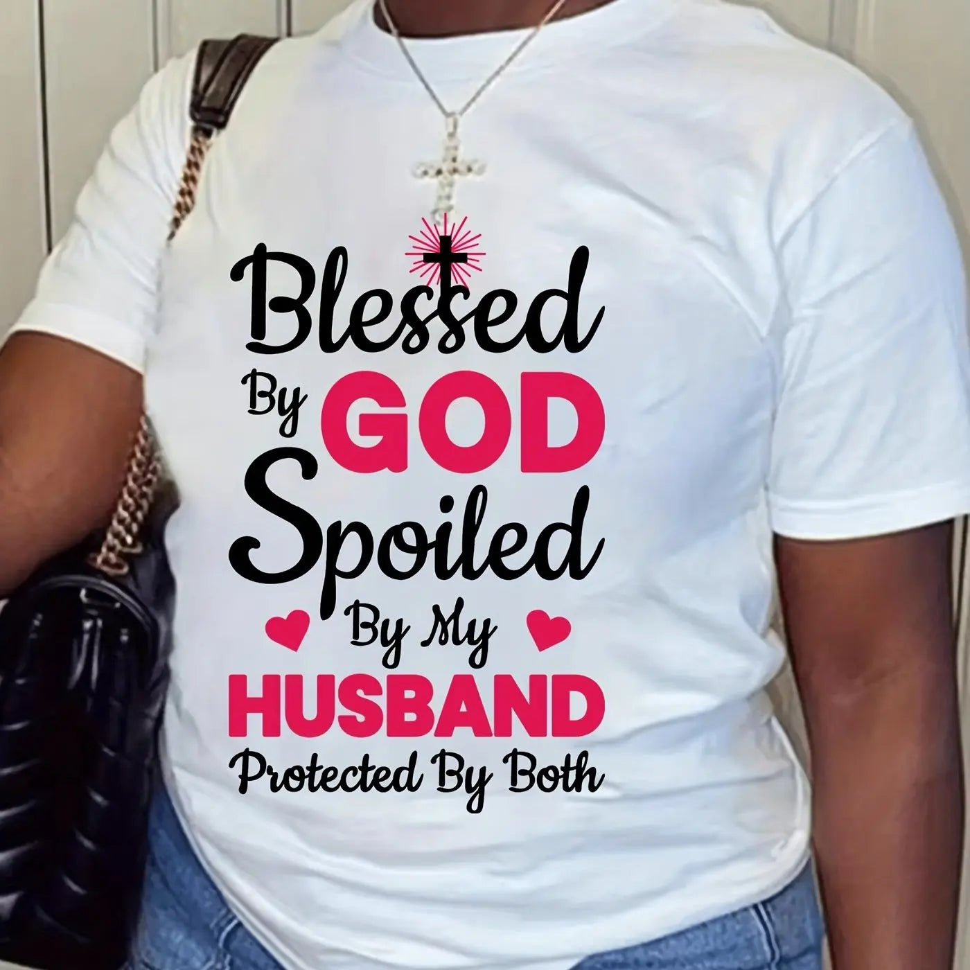 Women's Casual Summer T-Shirt with Letter Print and Comfortable Round Neck