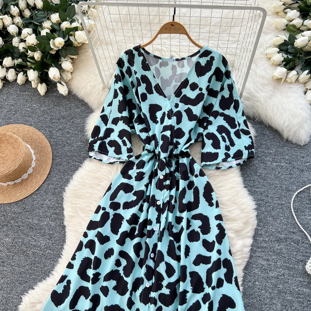 Ruched V Neck Office Dress Long Sleeve For Women Red