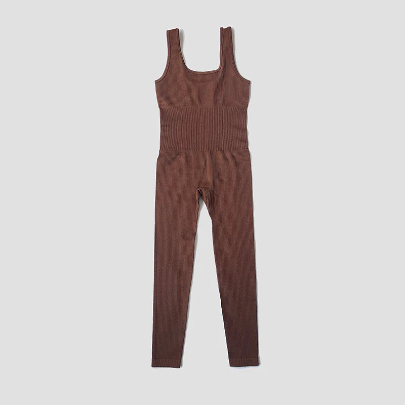 Seamless High Stretch Yoga Jumpsuit for Women Lightweight Breathable Fitness Activewear with Contouring Design and Moisture Wicking Fabric