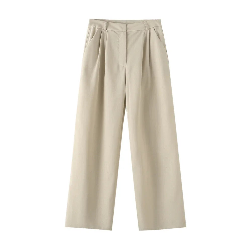 Versatile Slim Sleeveless Cotton Linen Vest and Mid-Waist Trousers Suit for Women's Commuting Style