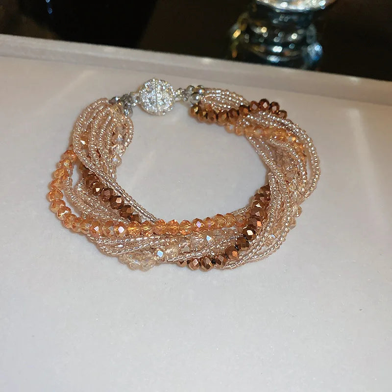 Luxury Green Rhinestone Crystal Bracelet for Women with Gold Color Link Chain - Vintage Geometric Design for Party Wedding or Bridal Jewelry Gifts