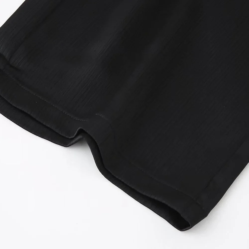 Women's Double Breasted Suit Jacket and Pants Set with Wrinkle Effect for Spring and Summer Fashion