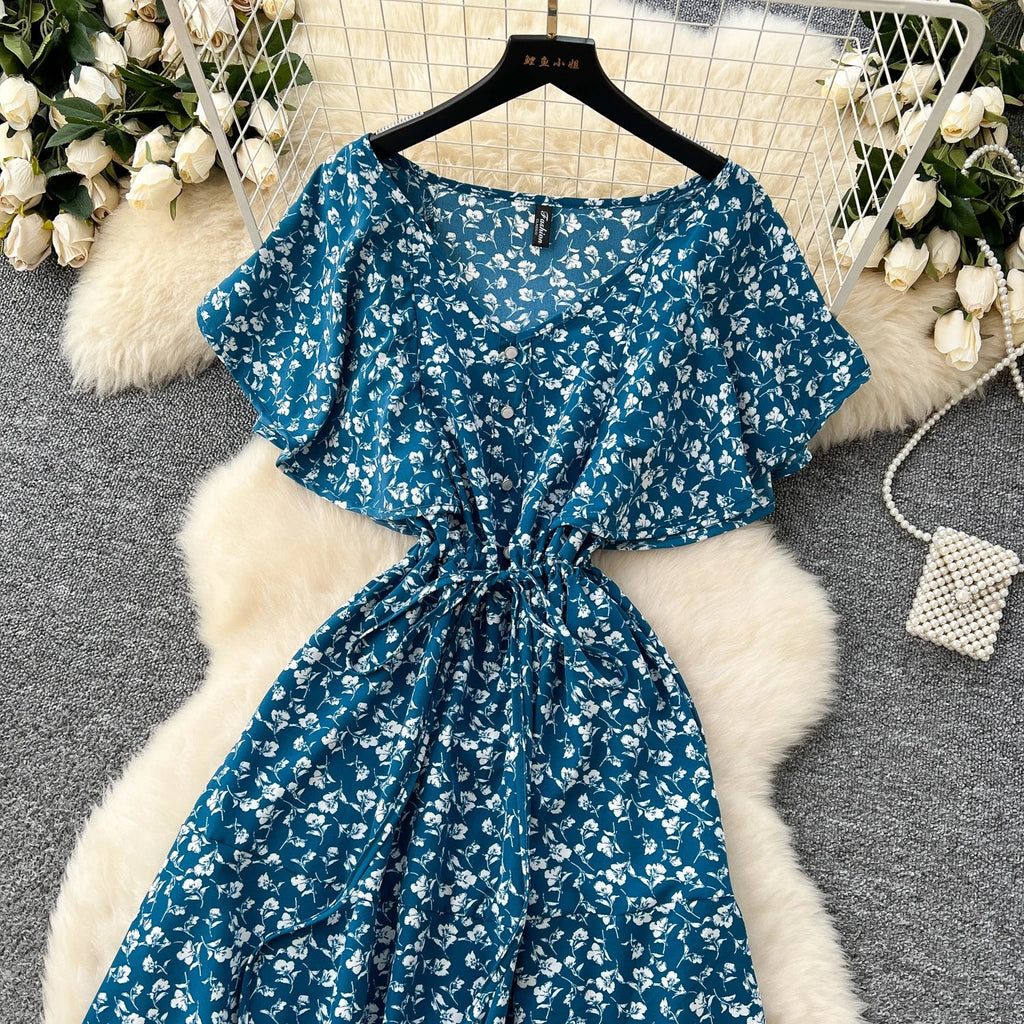 Floral Print Sundress V Neck A Line For Summer Party