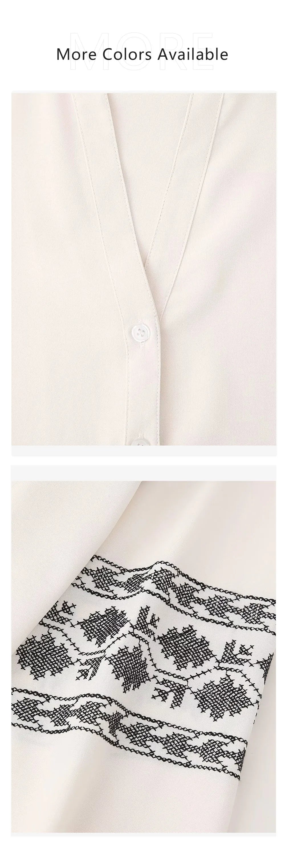 Loose Fit White Embroidered Cover Up Shirt Top for Women with Stylish Contrast Detailing and Versatile Casual Design