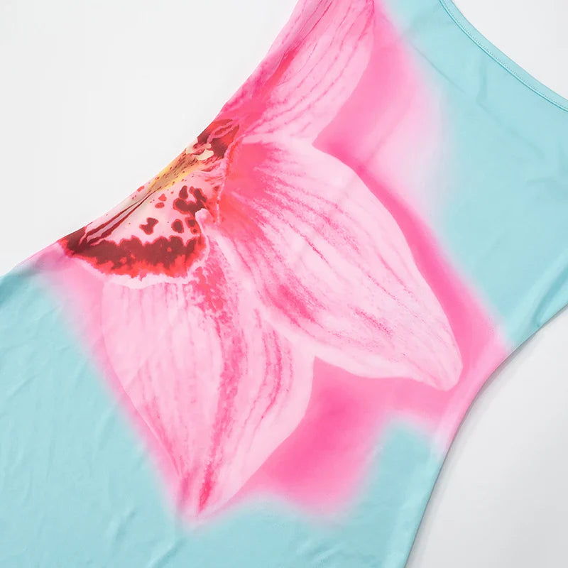 Floral Print Backless Spaghetti Strap Summer Dress