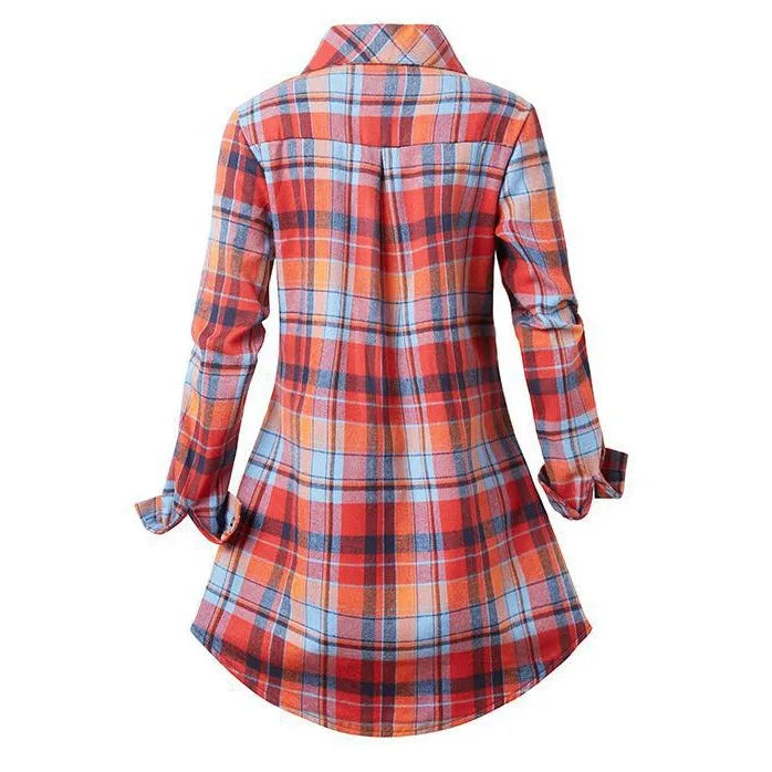 Vintage Plaid Midi Dress For Fall With Zip Up Long Sleeve
