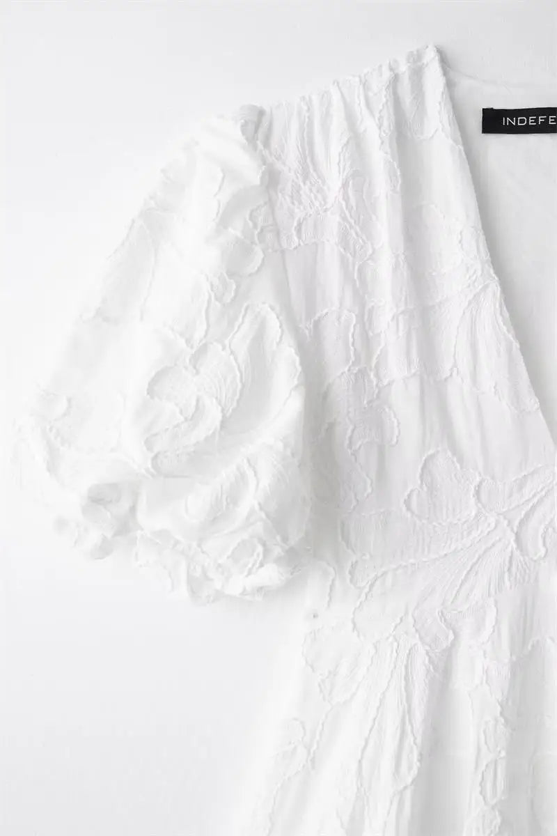 Summer Embroidered Dress V Neck Slim Mini Chic Classic