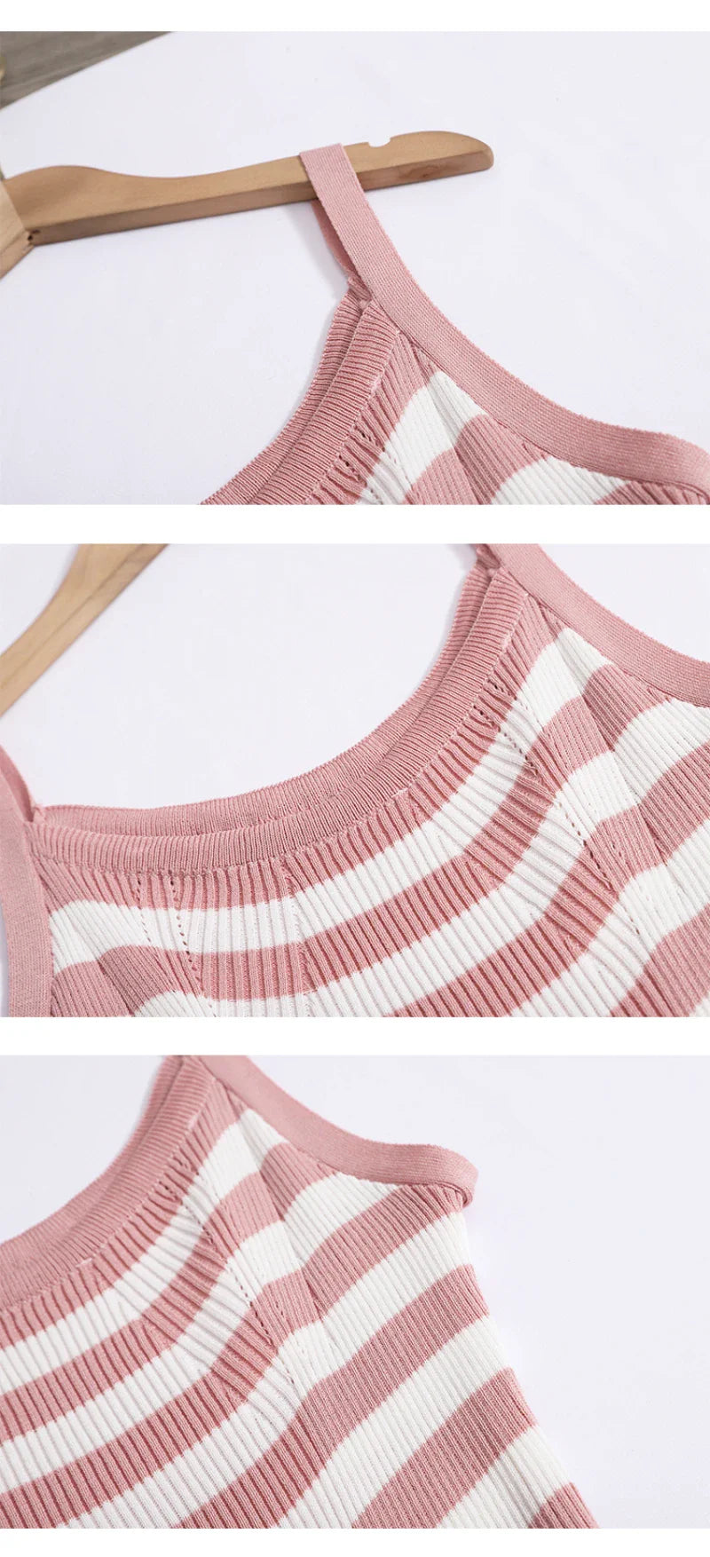 Striped Knit Slip Dress With Slim Waist For Summer Chic