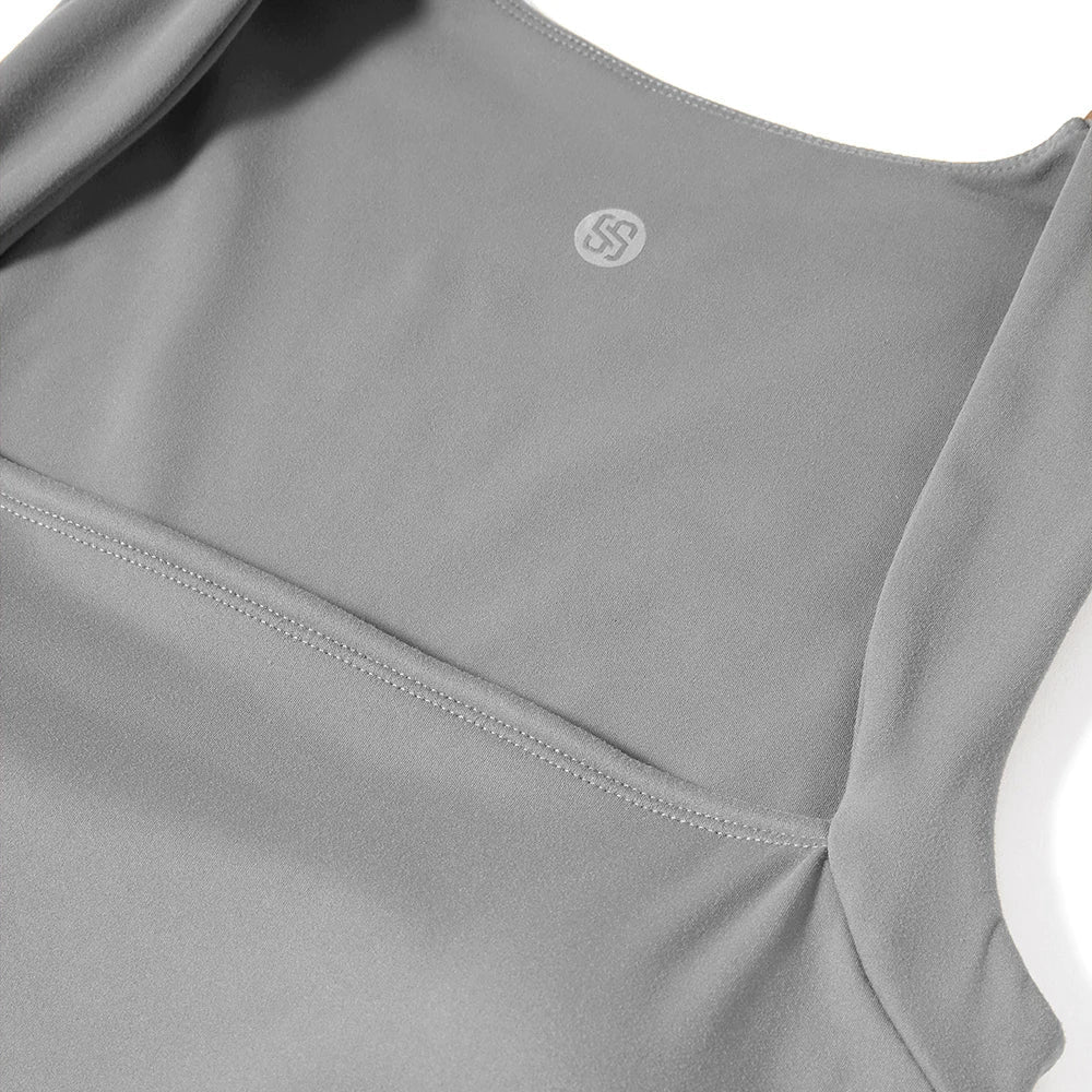 Women's Sleeveless Square Neck Bodysuit with Flared Pants Casual Fitness Jumpsuit Full Season Streetwear Playsuit